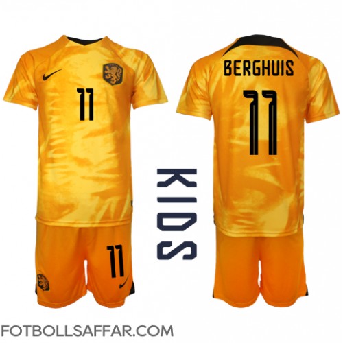 Nederländerna Steven Berghuis #11 Hemmadräkt Barn VM 2022 Kortärmad (+ Korta byxor)